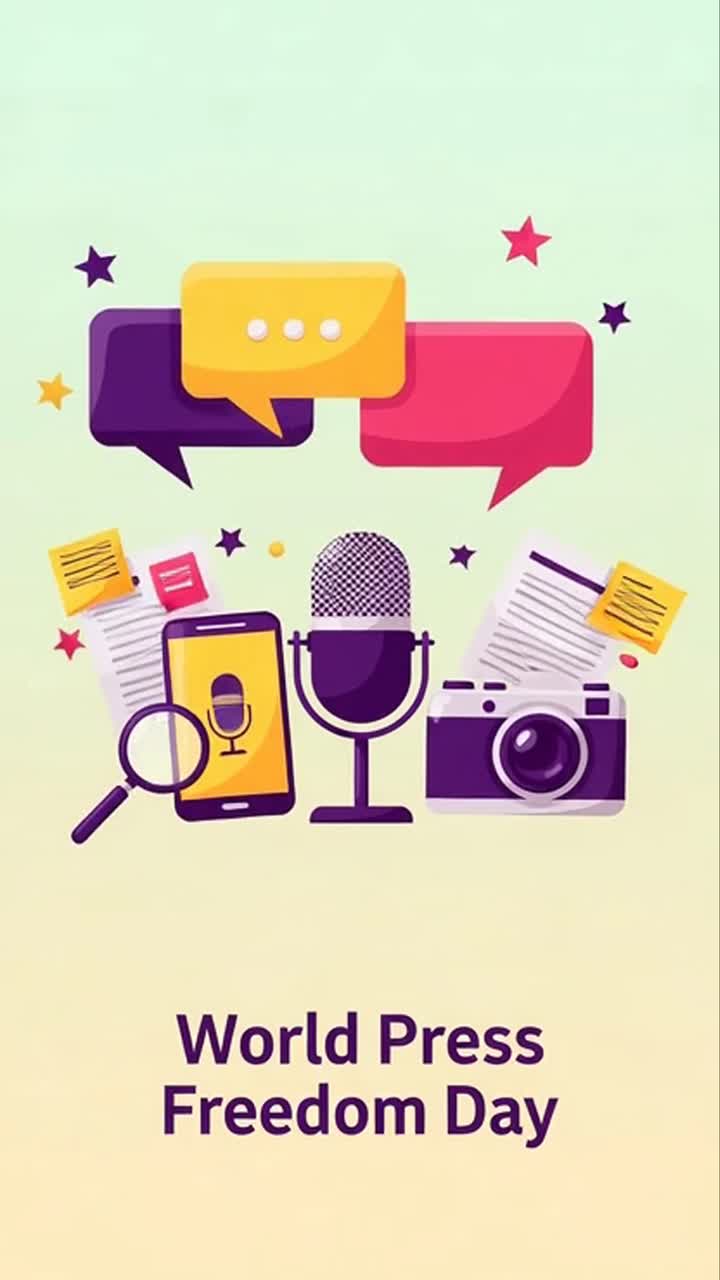 World Press Freedom Day vertical design with journalism icons