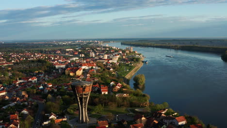 vukovar water tower - the famous water tower beside danube river in vukovar, croatia