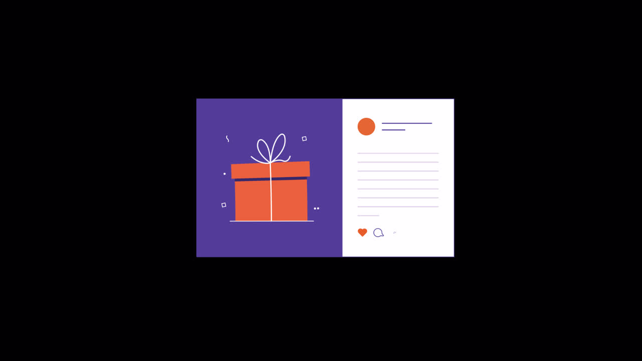 Animated Social Media Post with Gift Box and Confetti