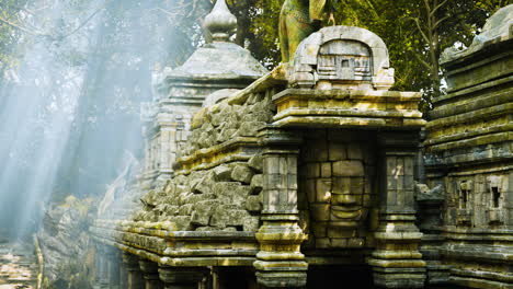 Ancient temple ruins in cambodia illuminated by soft morning light