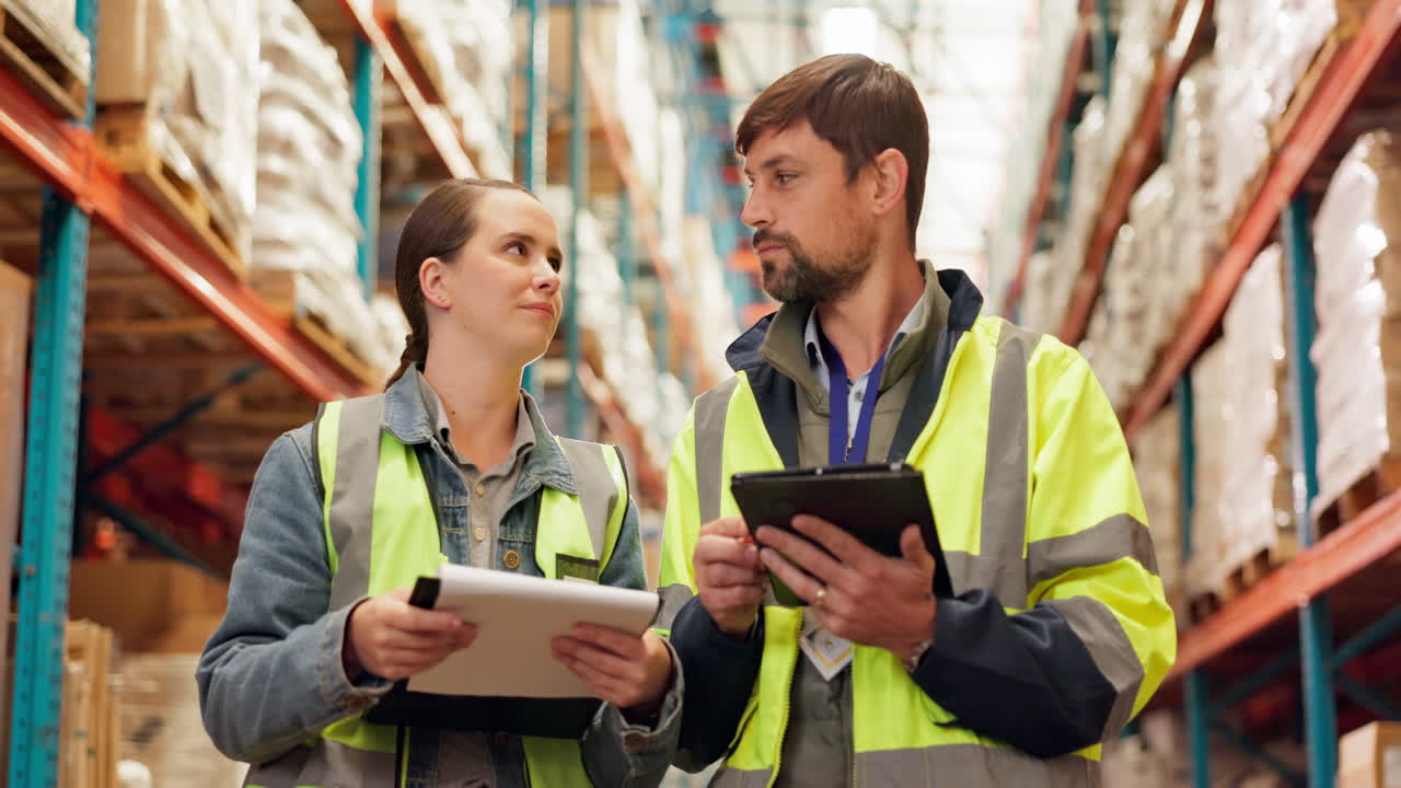 trabajadores del almacén comprobando el inventario