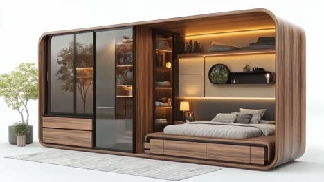 modern integrated bedroom and storage unit