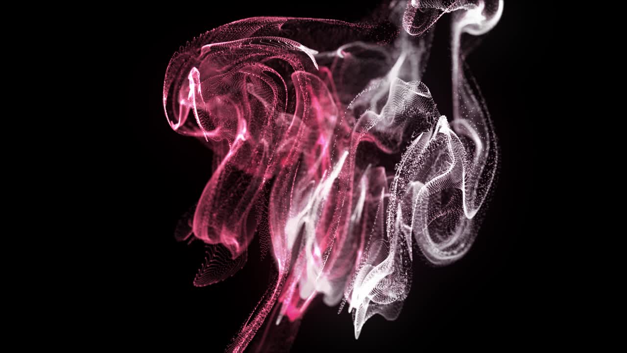 4K Particle Explosion - Mushroom-flying powder grains - Abstract Digital Energy Slow Motion Particle Background - Colorful mushroom shaped explosion - Particles flying dancing - A thousand points fly - Red Light Color