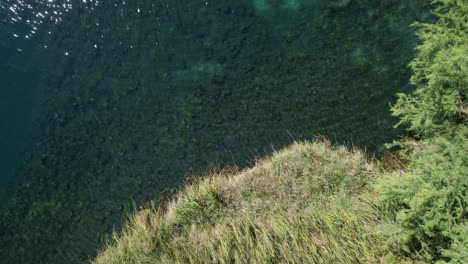 aerial view of the bottom of a lake