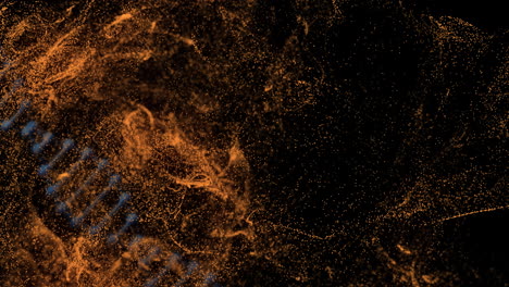 animación de la cadena de adn sobre puntos en movimiento