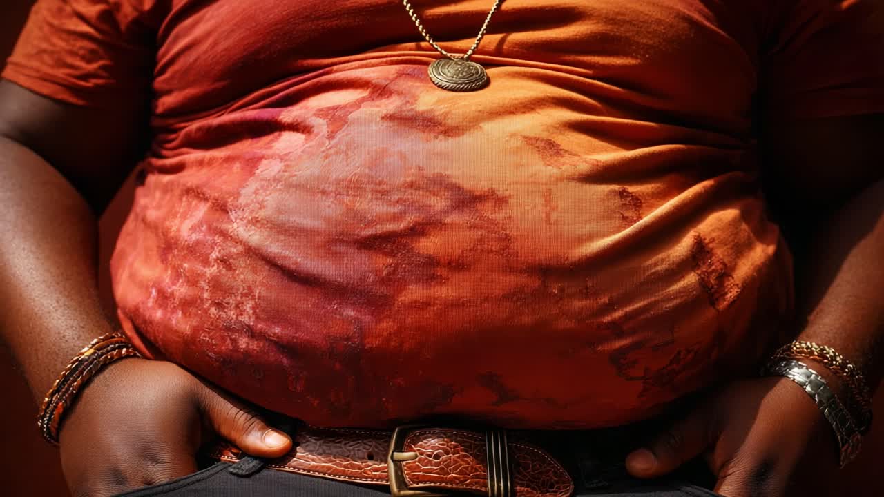 A Captivating Transformation: The Journey of Embracing Body Positivity and Self-Acceptance through Vibrant Colors and Form in Striking Sea of Textures and Patterns