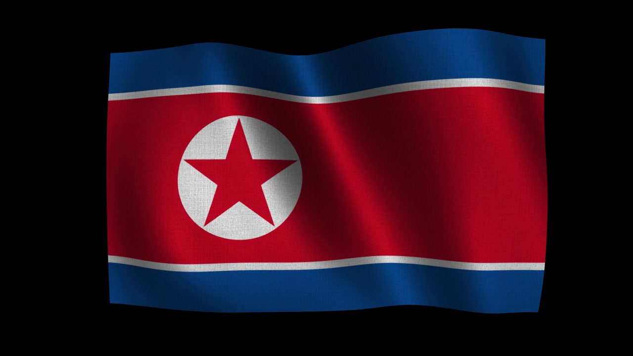 Realistinen Pohjois-Korean lipun heiluva peittokuva