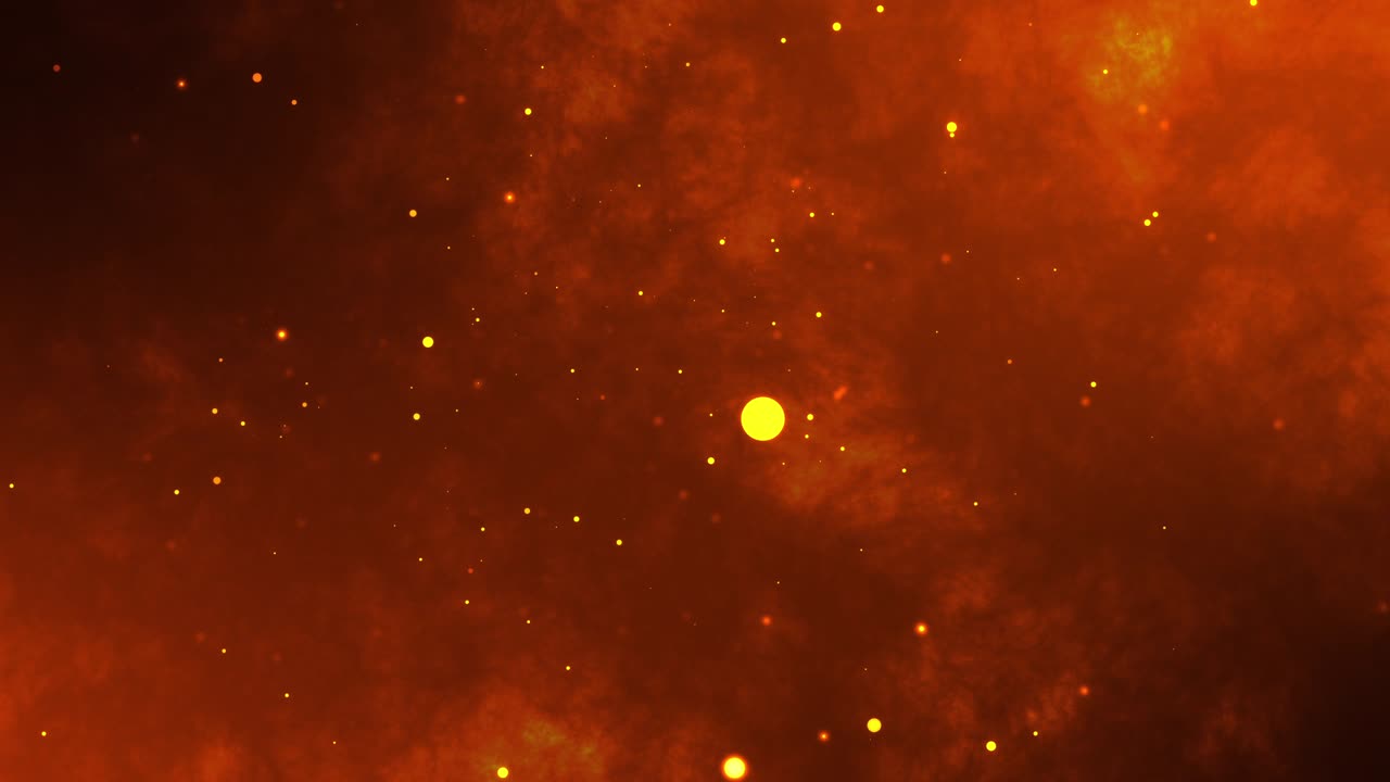 Epic fire animation with flying sparks. Dramatic background