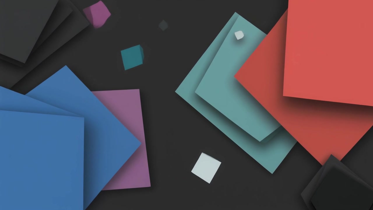 Abstract Motion Graphics with Floating Geometric Shapes on Dark Background