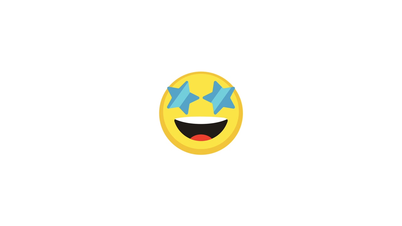 Faccina sorridente emoji animata con occhi a stella