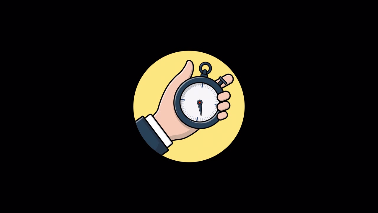 Animated Hand Holding Stopwatch Measuring Time