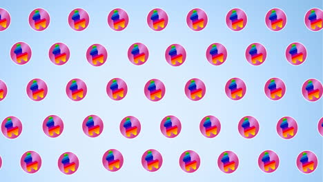 animación de múltiples manchas de arco iris sobre un fondo azul