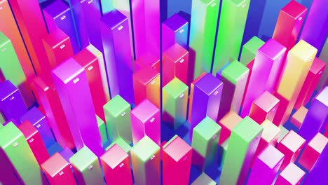 beautiful 3d looped background for analytical programs with abstract infographics, statistical data. multicolor bars, counters and graph. 3d columns smoothly move up and down in loop. financial bg