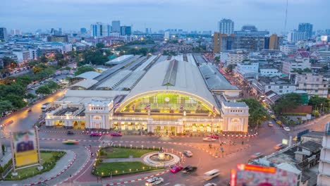 4k time lapse : bangkok railway station at night in bangkok, thailand.