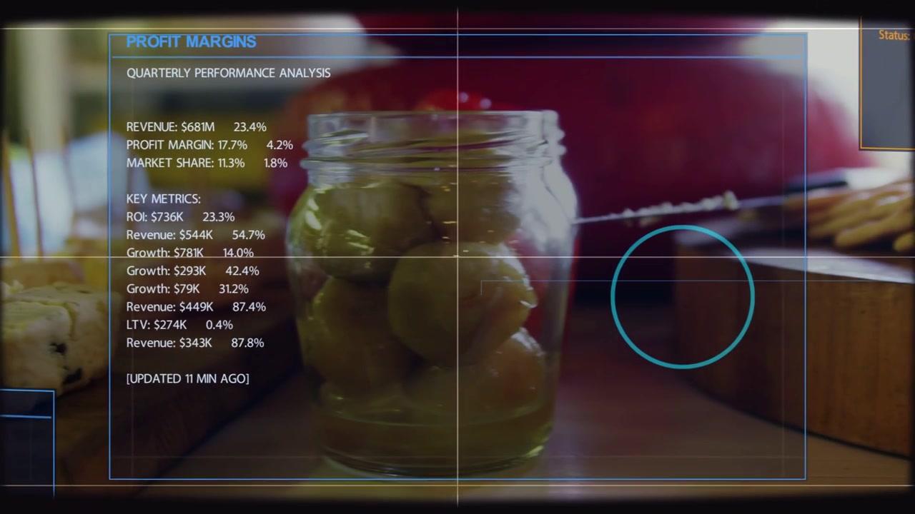 Stacked crackers on board, camera shifting left, HUD animating profits, cyan marking cracker edge