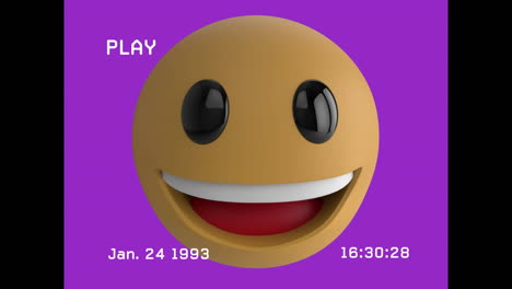 animación del icono de emoji feliz sobre la pantalla con ruido