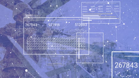 Animation-Von-Statistiken-Und-Digitaler-Datenverarbeitung-Auf-Violettem-Hintergrund