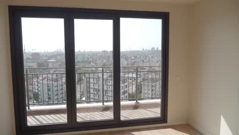 modern apartment interior with city view