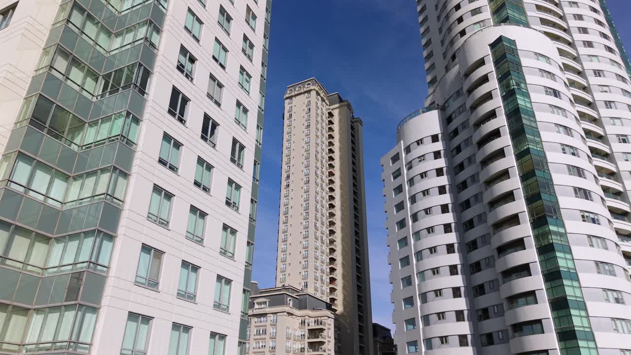 Modern high-rise apartment buildings viewed from bird eye level, Puerto Madero, Buenos Aires, Argentina