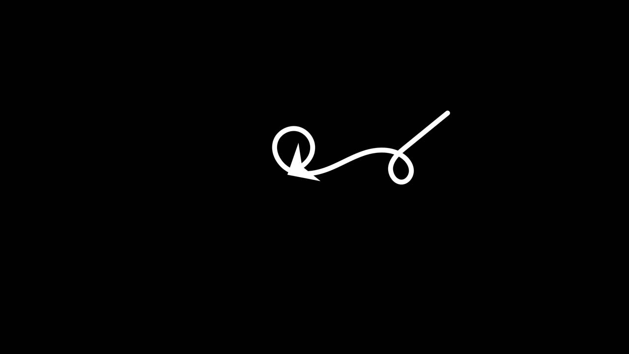 Animated White Hand-Drawn Arrow Drawing on Black Background