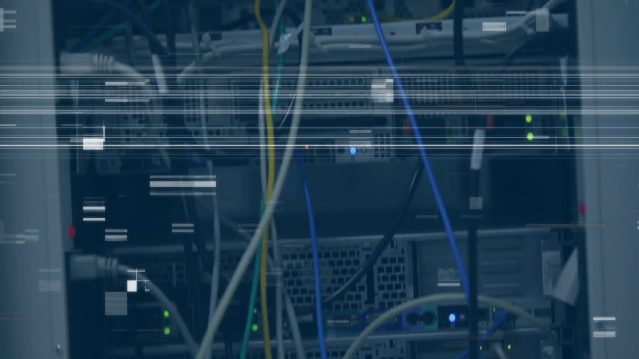 서버와 컴퓨터 와이어를 통해 오류의 애니메이션