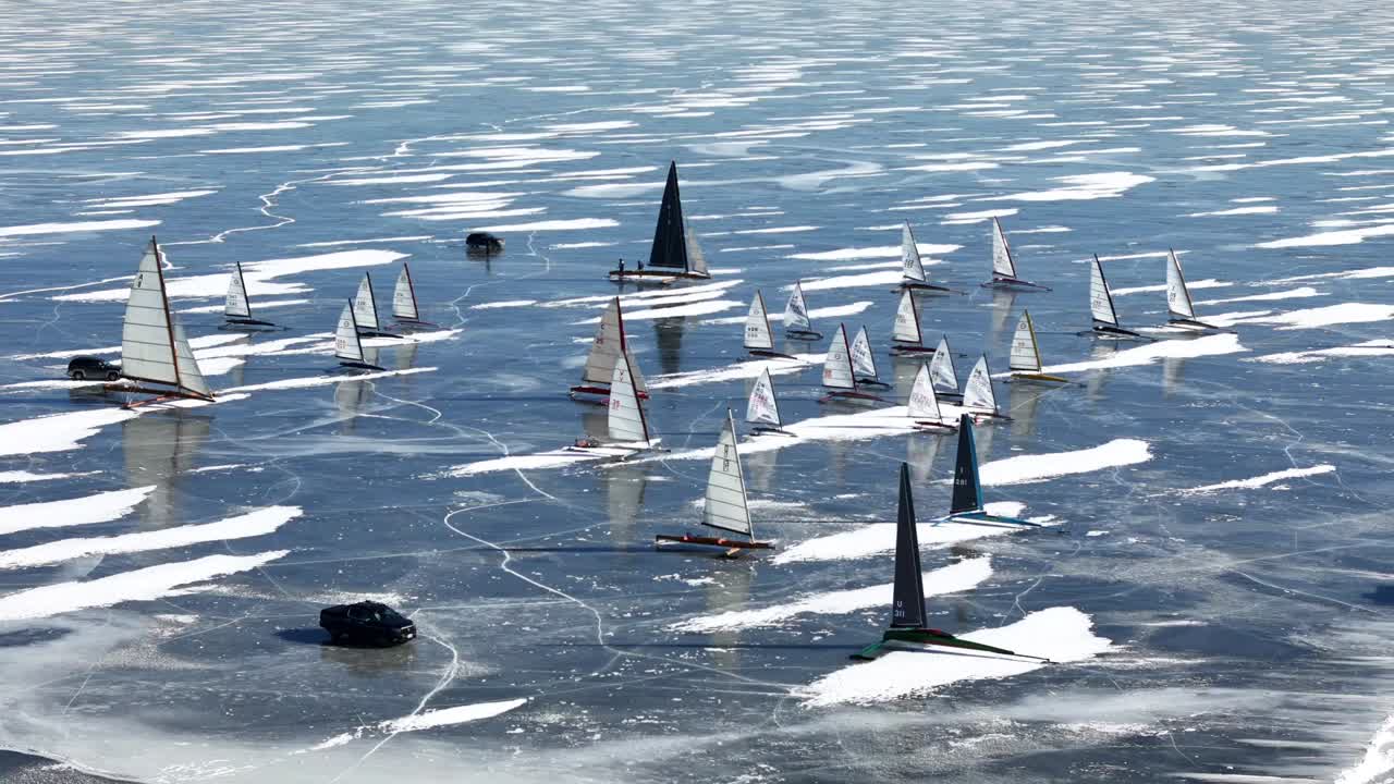 In the winter months, Competitive Ice Boating takes place on Lake Winnebago north of Fond du Lac, WI.
