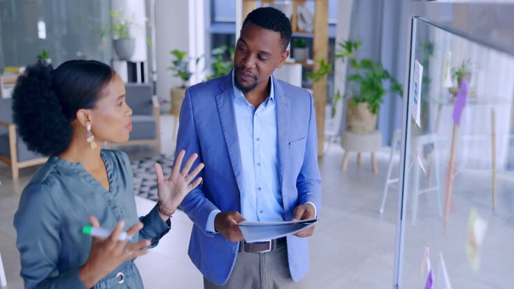 Ideas, brainstorming or business people planning