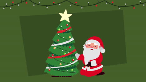 santa claus decorando el árbol de navidad