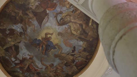 low angle shot of artistic historical paint over house ceiling