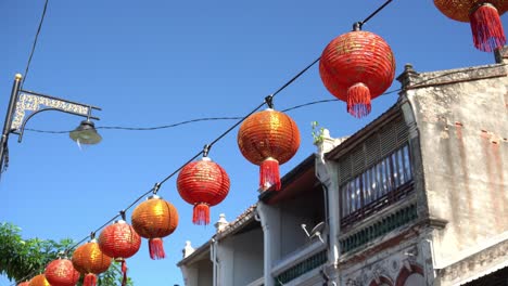 Rote-Laterne-In-Der-Penang-Street-Dekoriert.