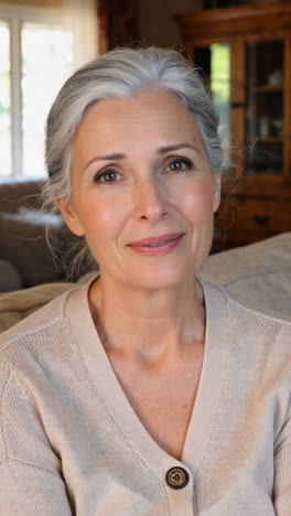 portrait of a mature woman with grey hair