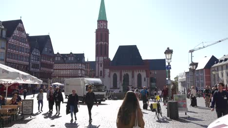 a sunny day in a historic german city square