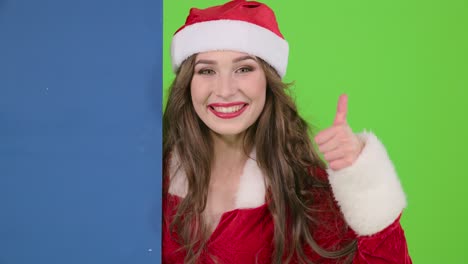 Woman in Santa Claus Costume with Green Screen Background