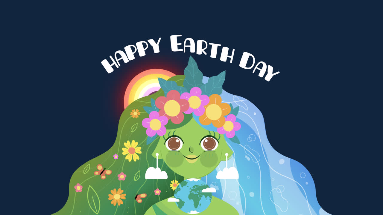 Happy Earth Day Illustration with Mother Earth