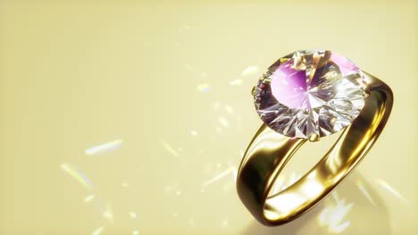 anillo de compromiso con diamante en un telón de fondo colorido y vívido con lugar libre