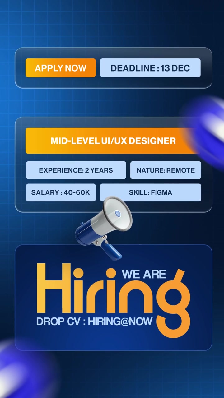 We Are Hiring Mid Level UI UX Designer Social Media Story Animation Template