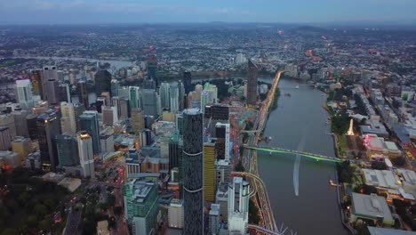 aerial timelapse hyperlapse of brisbane city cbd with fast moving traffic in the evening