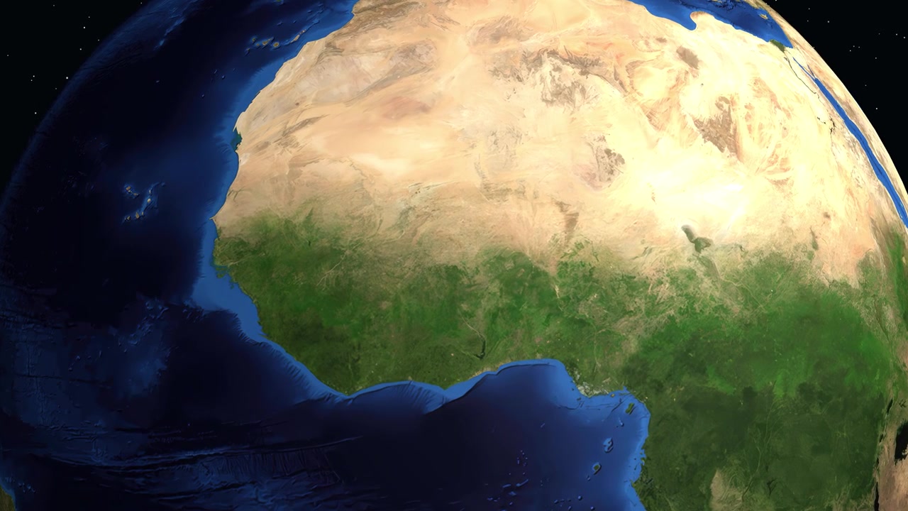 Un'animazione digitale zooma dallo spazio profondo sulla città di Ouagadougou in Burkina Faso.