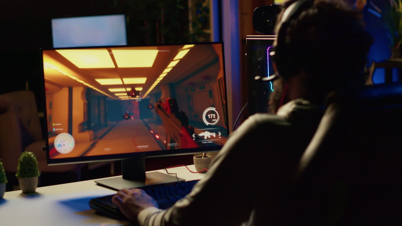 Sad gamer upset after losing online multiplayer action videogame championship, being defeated