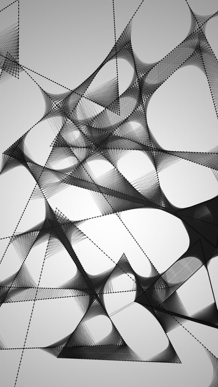 Complex structure of triangular fluid connections forming digital network on chromatic background. Ideal for technology, abstract architecture or communication