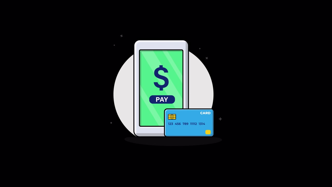 Transazione di pagamento mobile con illustrazione di carta di credito