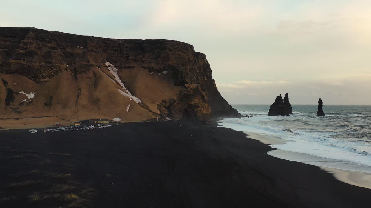 Discover the Mystical Beauty of Iceland's Black Sand Beach from Above: A Drone's Perspective