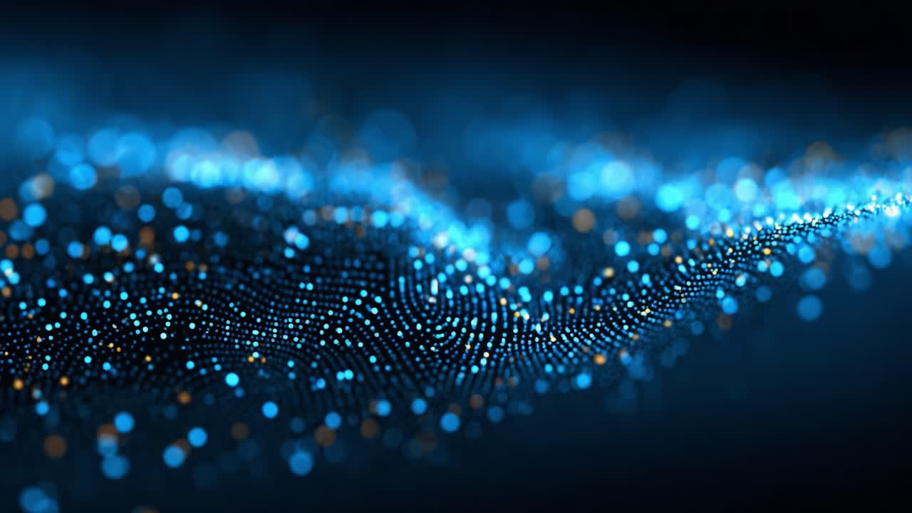 A Serene Flow of Illuminated Particles: Captivating Visualization of Light and Motion in a Digital Landscape