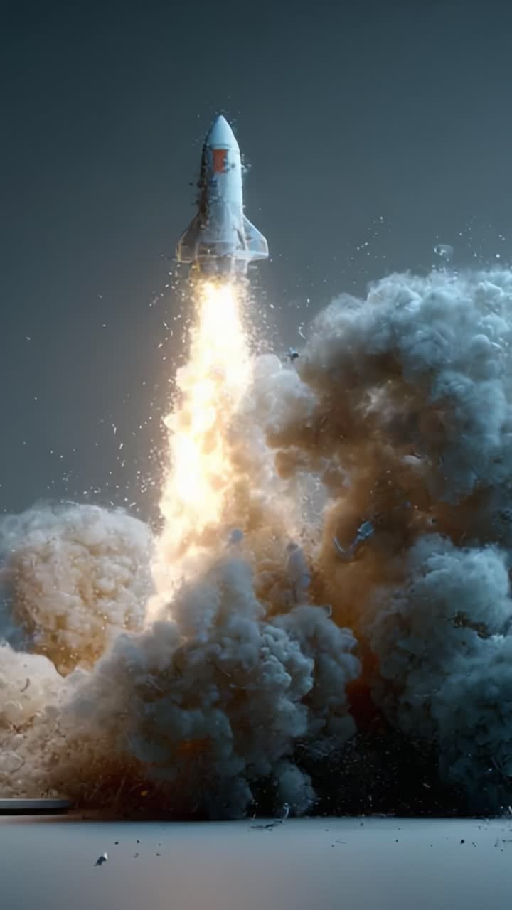 Spectacular Rocket Launch: Witness the Thrilling Ascent of a Spacecraft Engulfed in a Fiery Blast, Leaving a Trail of Smoke and Power in Its Wake as It Defies Gravity