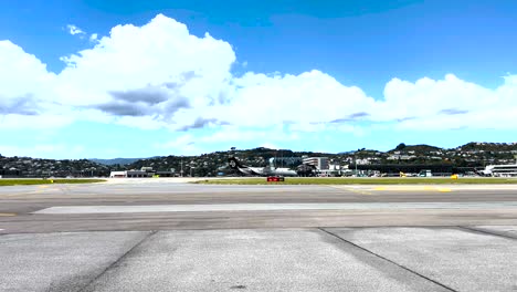 air new zealand aircraft on runway for take off in thw airport