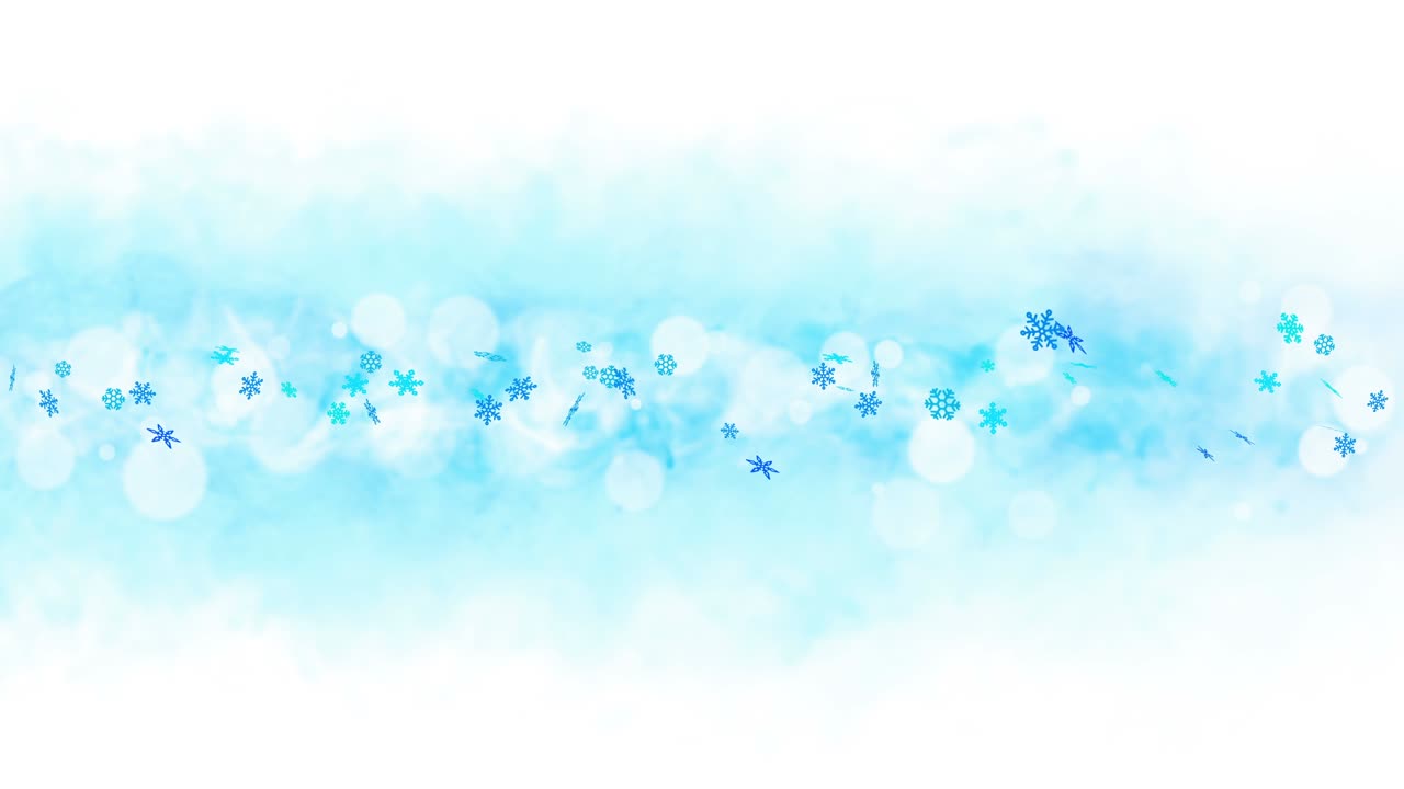 다채로운 밝은 눈 결정은 불과 함께 겨울 배경에 흔들리고 있습니다. 아름다운 자연 장면. 그림 겨울 눈알. 루프 애니메이션.