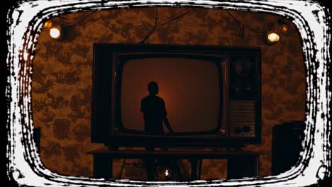 vintage television with silhouette