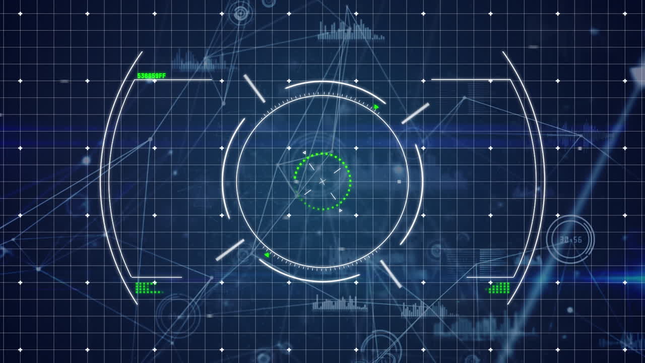 animación del procesamiento de datos sobre un fondo azul