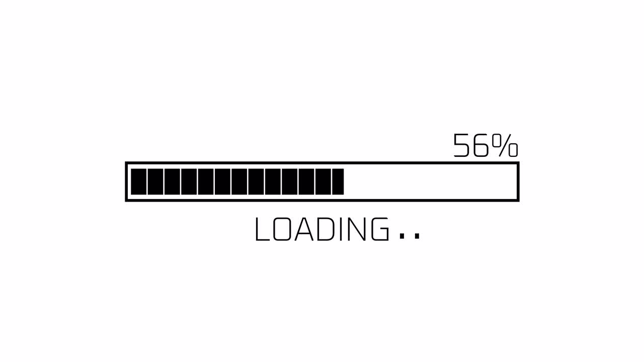 Digital Loading Progress Bar Animation on White Background