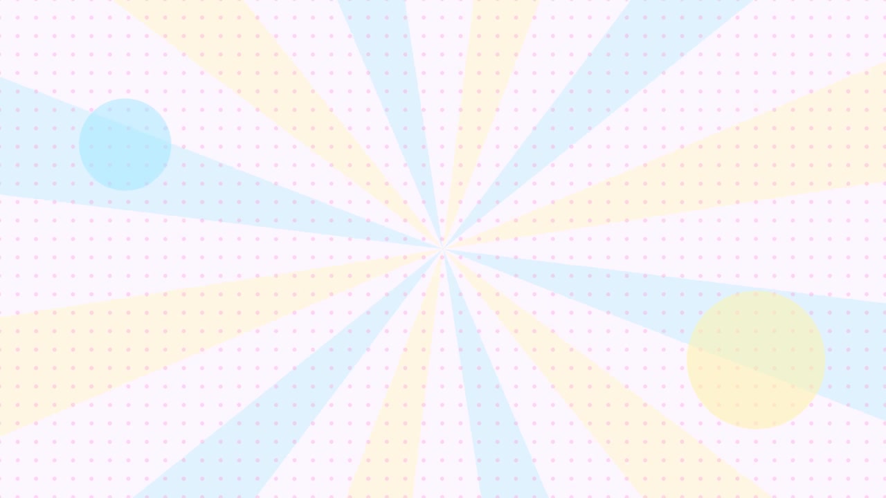 Rotating Pastel Sunburst Background with Polka Dots